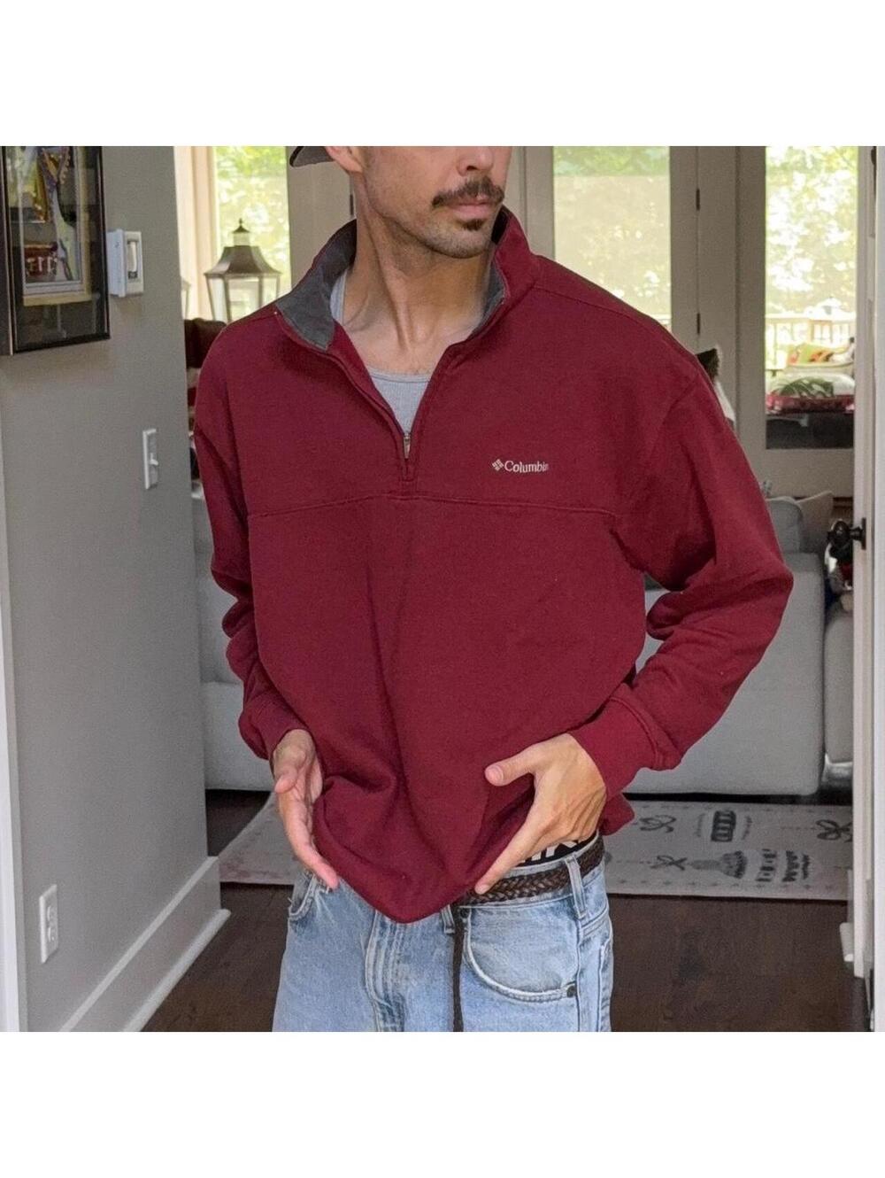 🍷 Columbia Burgundy 1/4 Zip Fleece Pullover XL